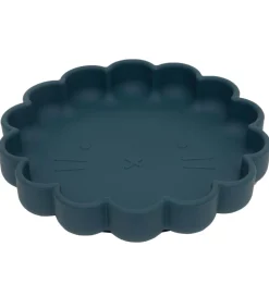 Petit Monkey Tallerken m. Sugekop - Silikone - Lion - Balsam Blu