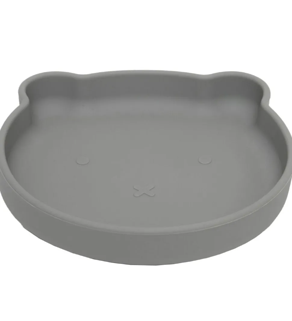 Petit Monkey Tallerken m. Sugekop - Silikone - Pewter Green