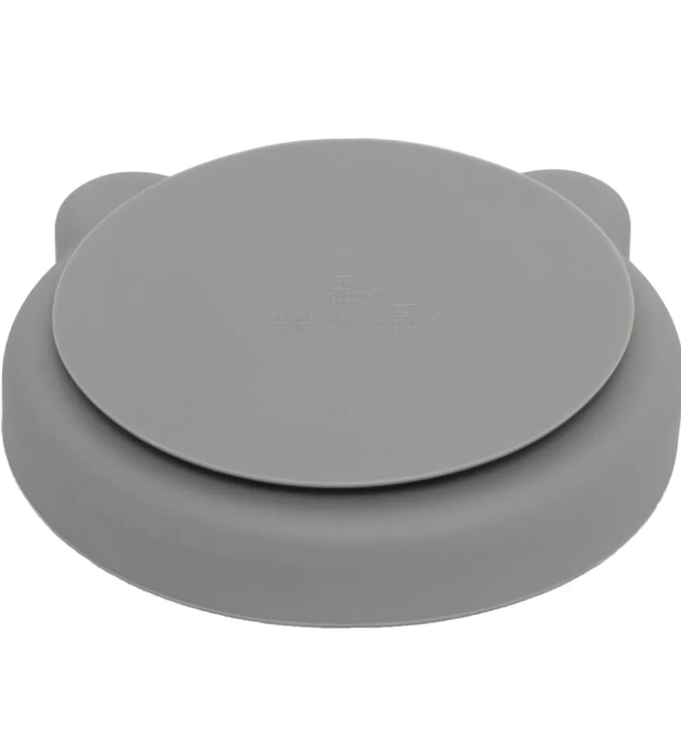 Petit Monkey Tallerken m. Sugekop - Silikone - Pewter Green