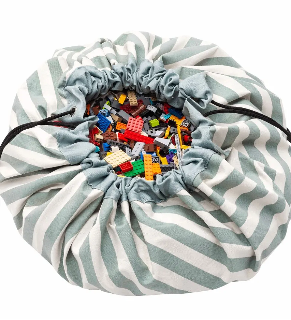 Play&Go Legetøjstæppe - Ø140 cm - Stripes Green