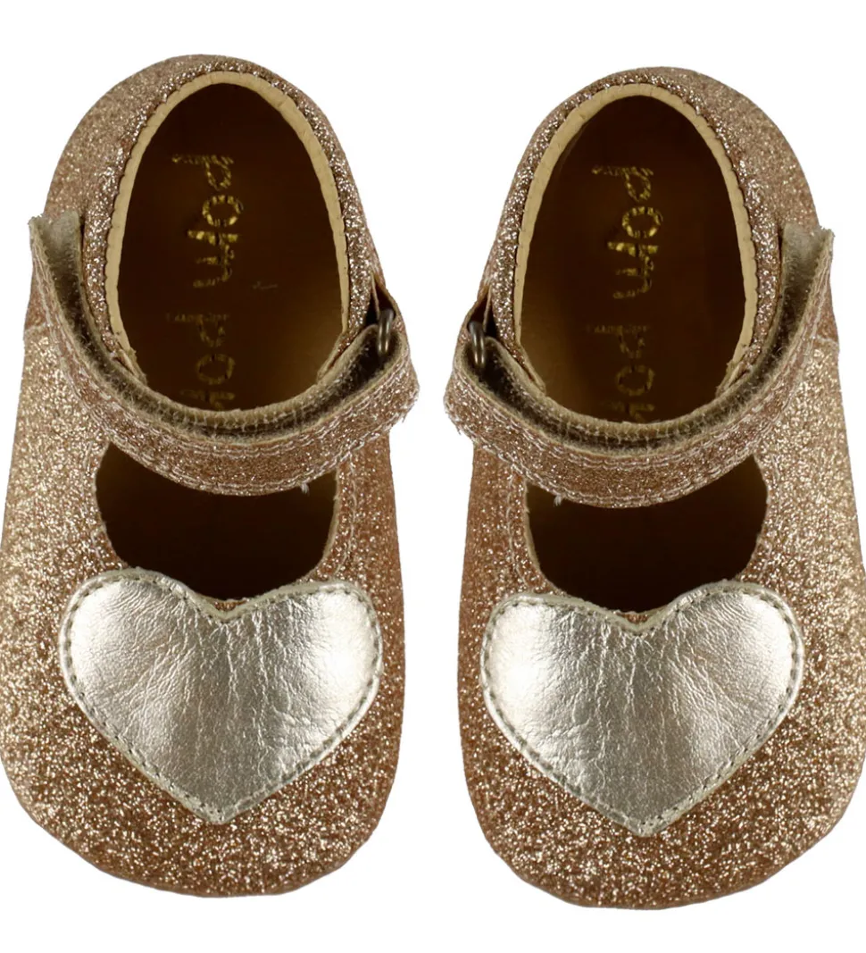 Pom Pom Ballerina Hjemmesko - Beginners Heart - Gold Glitter