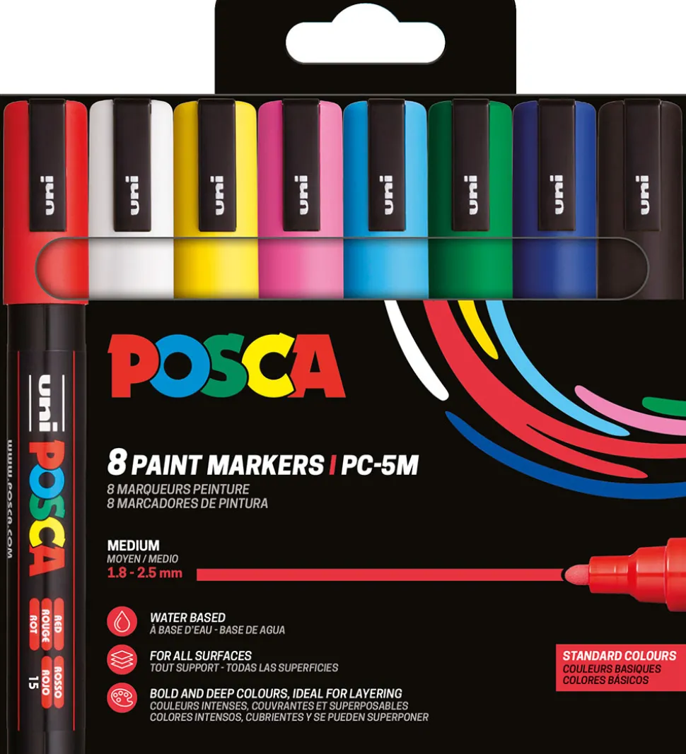 Posca Tuscher - PC-5M - 8 stk. - Multifarvet