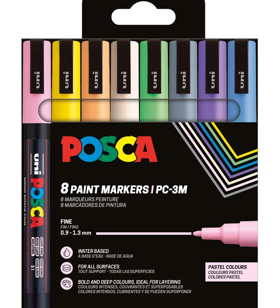 Posca Tuscher - PC-3M - 8 stk. - Pastelfarver