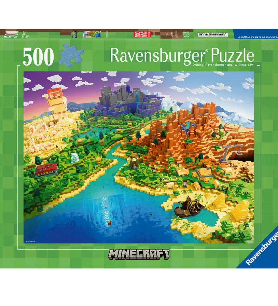 Ravensburger Puslespil - 500 Brikker - World of Minecraft