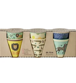 Rice Kopper - Melamin - 6 stk. - 160 ml - Blå/Jungle Print