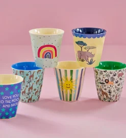 Rice Kopper - Melamin - 6 stk. - 160 ml - Blå/Funky Prints