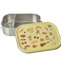 Rice Madkasse - Rustfrit Stål - Stor - 2 Rum - Soft Yellow Unico