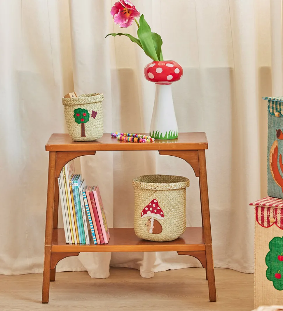 Rice Opbevaringskurv - Raffia/Søgræs - Happy Forest - 15x16 cm -