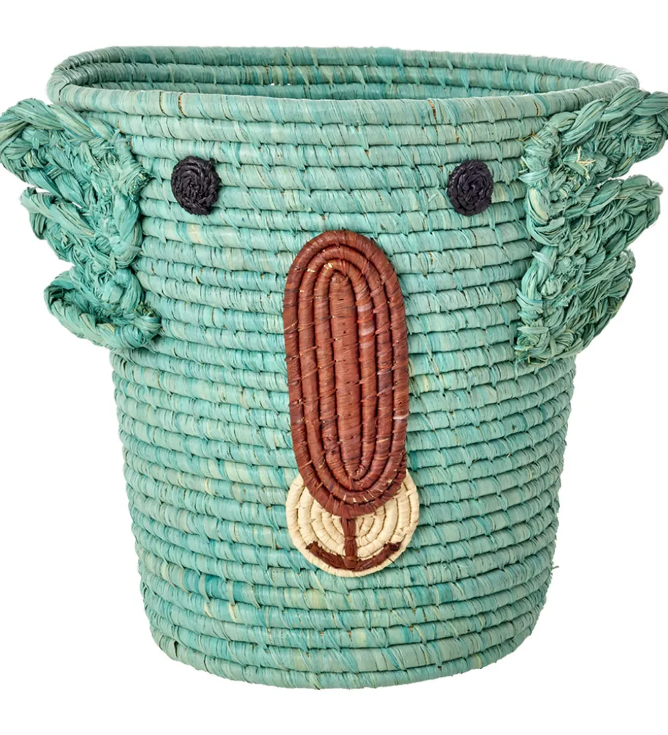 Rice Opbevaringskurv - Raffia/Søgræs - 20x30 cm - Aqua/Koala