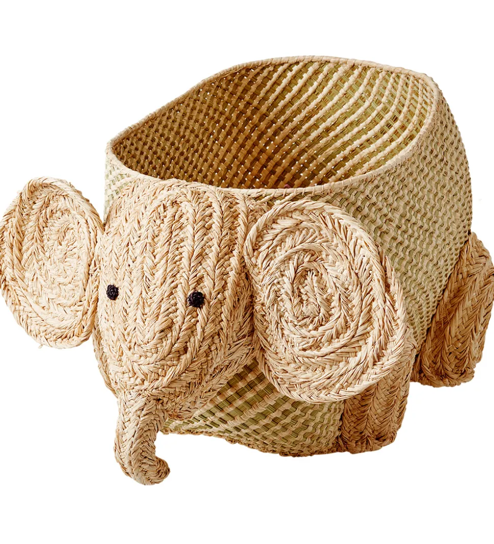 Rice Opbevaringskurv - Raffia/Søgræs - Stor Elefant - Natur