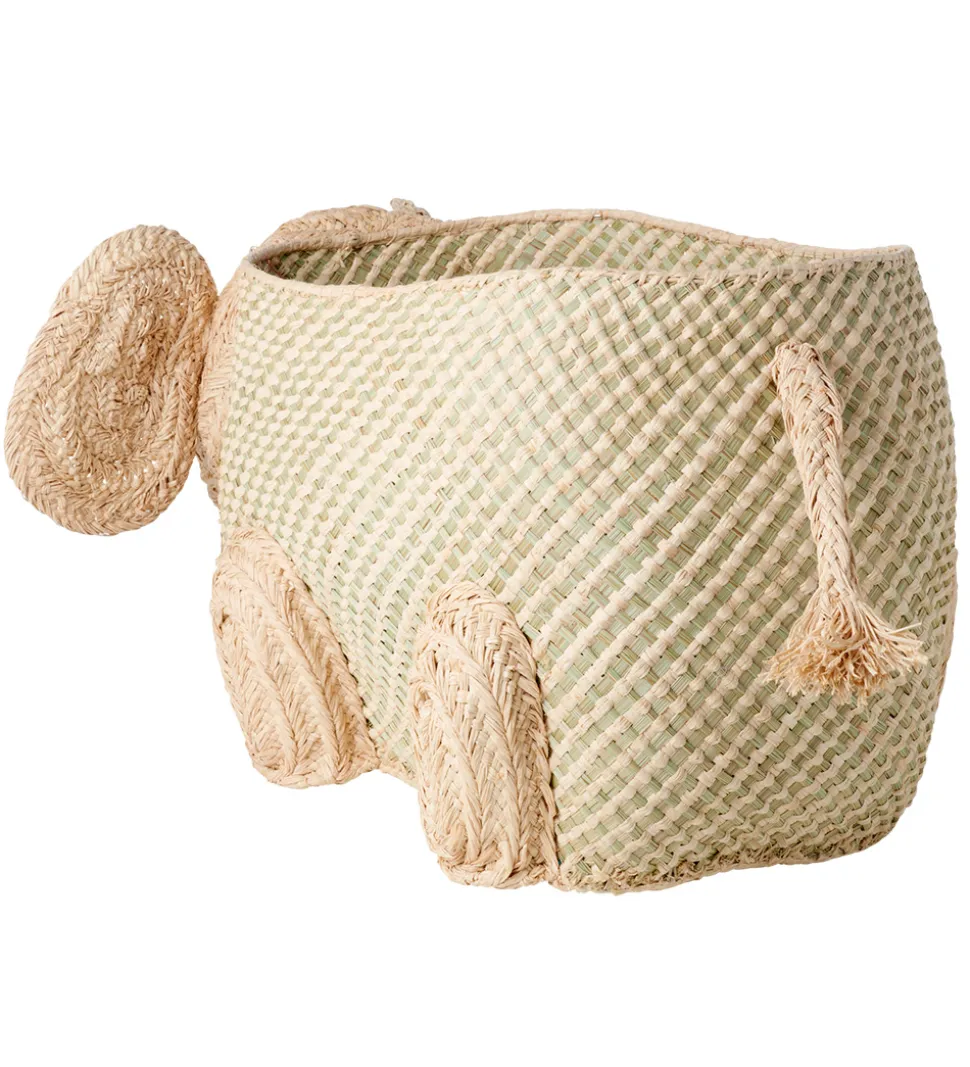 Rice Opbevaringskurv - Raffia/Søgræs - Stor Elefant - Natur
