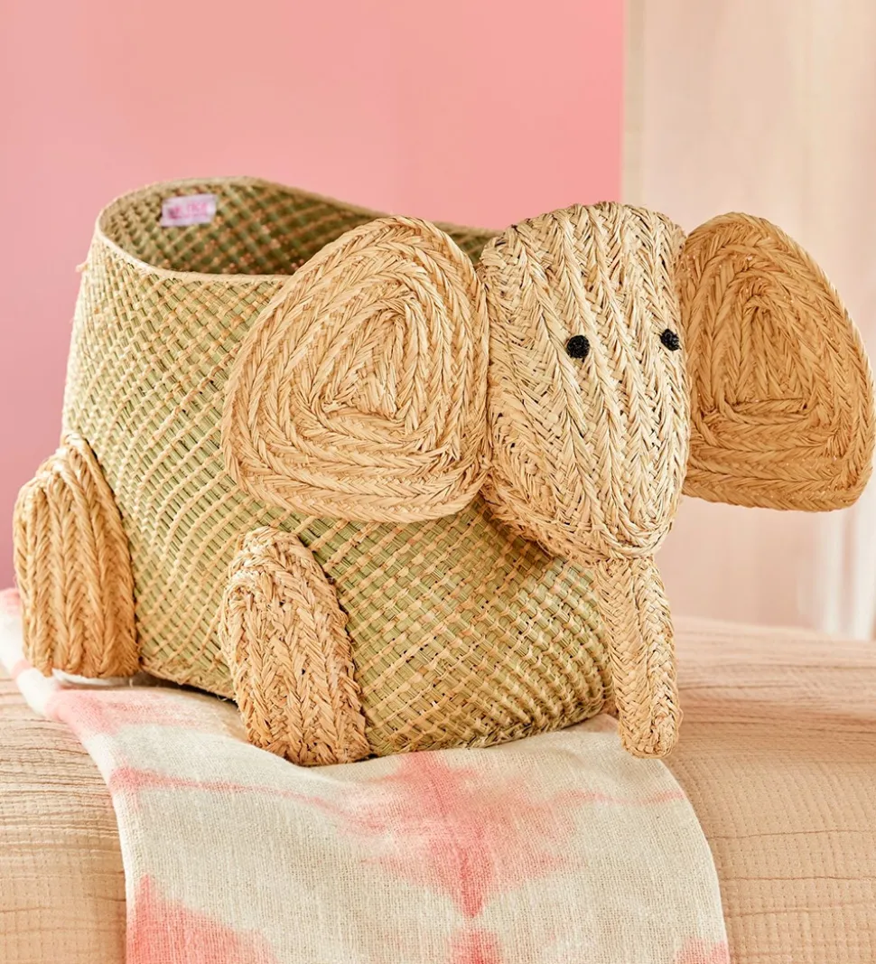 Rice Opbevaringskurv - Raffia/Søgræs - Stor Elefant - Natur