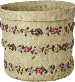 Rice Opbevaringskurv - Raffia - Large - Flower Vines - 20x20 cm