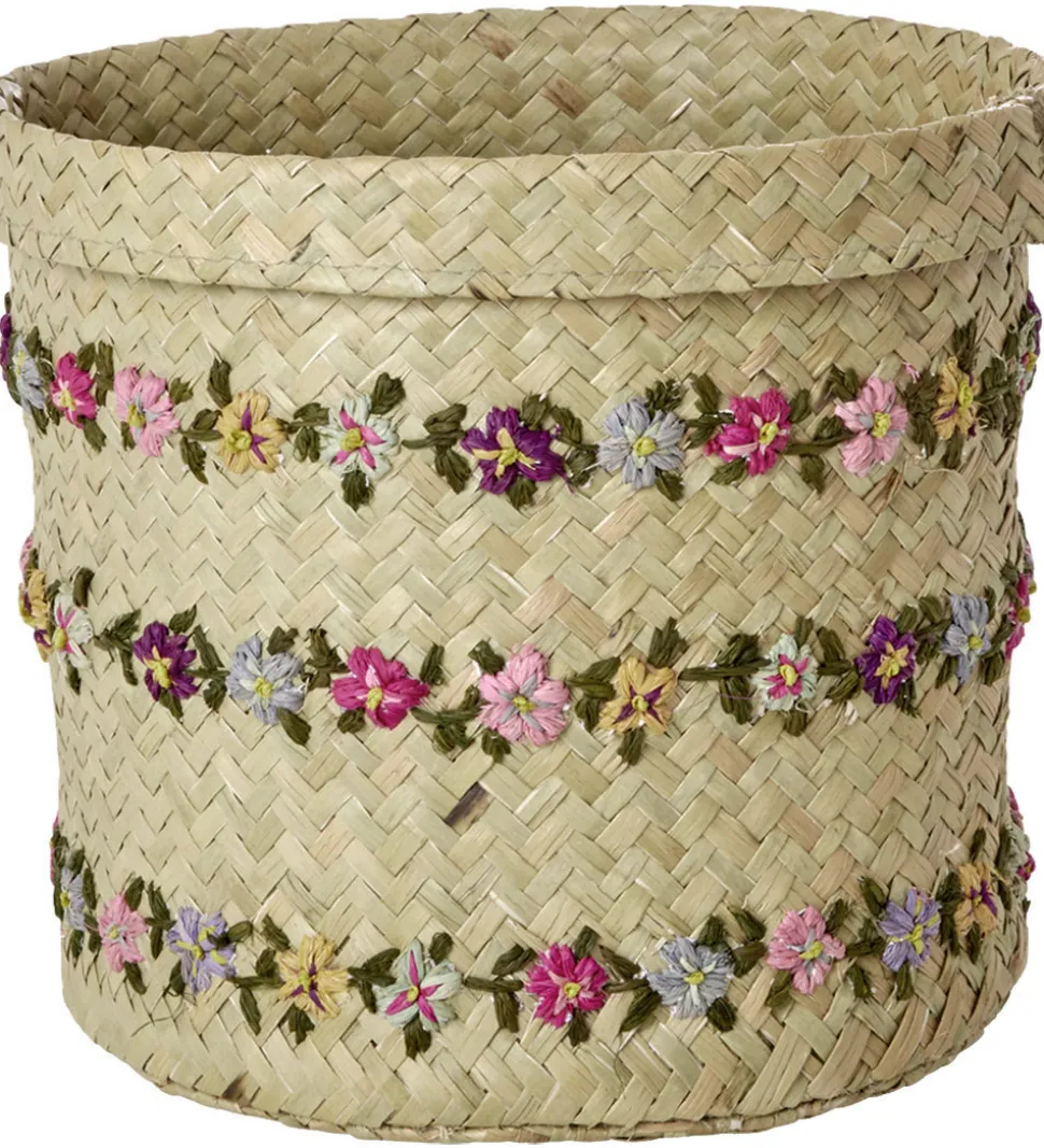 Rice Opbevaringskurv - Raffia - Large - Flower Vines - 20x20 cm