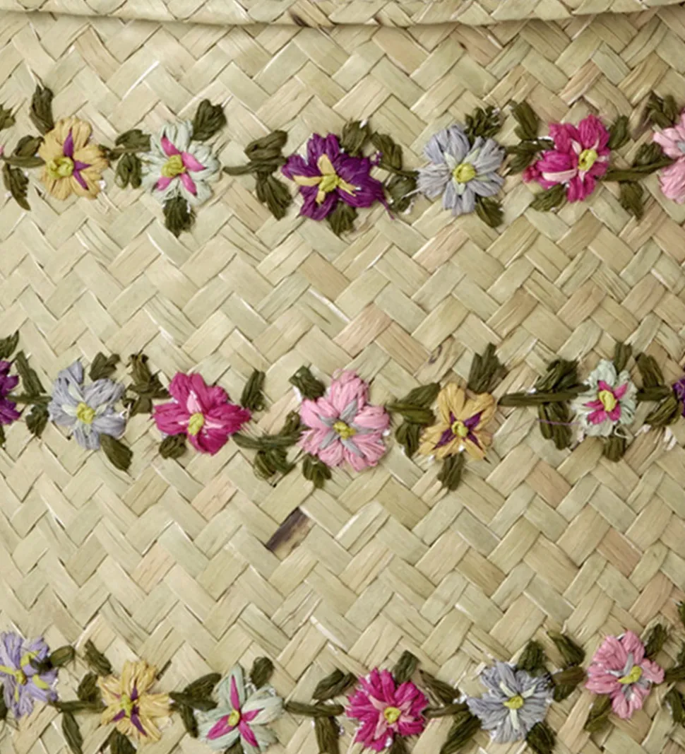 Rice Opbevaringskurv - Raffia - Large - Flower Vines - 20x20 cm