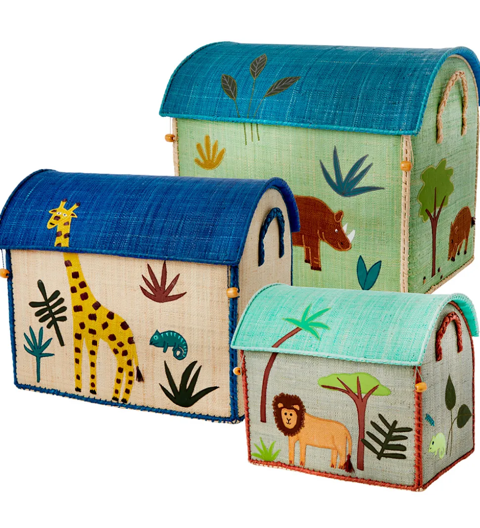 Rice Opbevaringskurve - Raffia - 3 stk. - 52/45/37 cm - Jungle