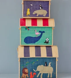 Rice Opbevaringskurve - Raffia - 3 stk. - 52/45/37 cm - Jungle