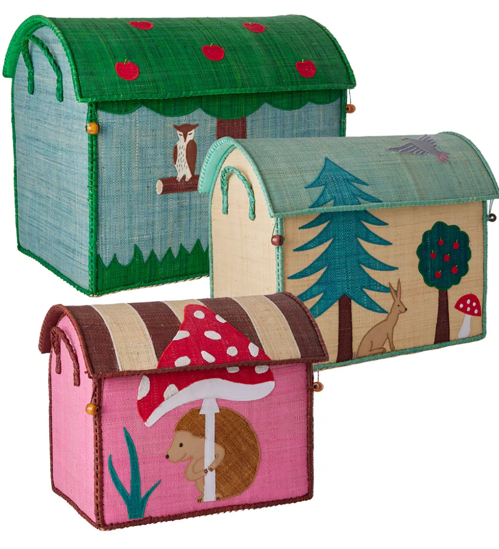 Rice Opbevaringskurve - Raffia - 3 stk. - Happy Forest