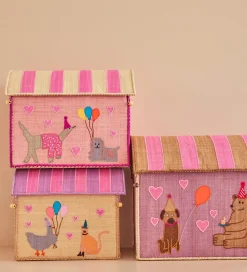 Rice Opbevaringskurve - Raffia - 3 stk. - 52/45/37 cm - Pink Par