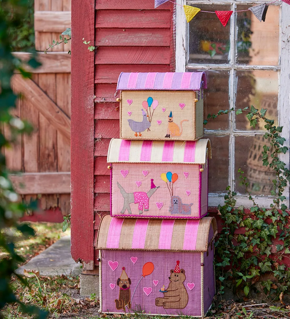 Rice Opbevaringskurve - Raffia - 3 stk. - 52/45/37 cm - Pink Par