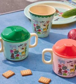 Rice Spisesæt - Melamin - 4 stk. - Wildlife Print - Mint