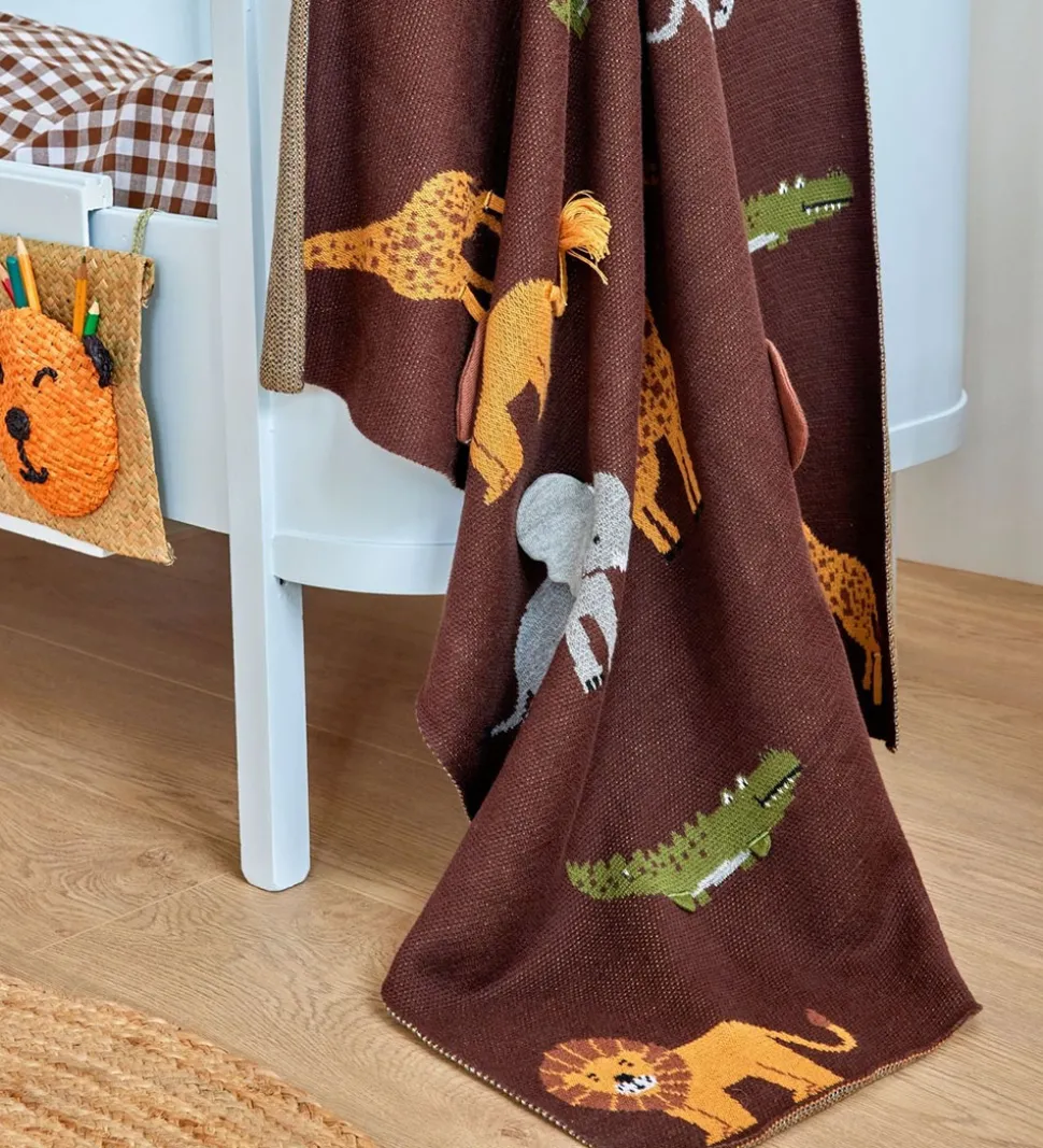 Rice Tæppe - Animals - Brun