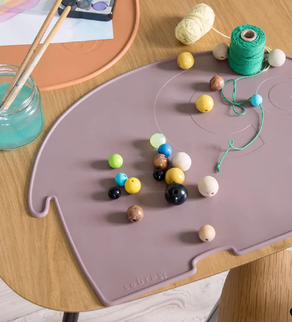 Sebra Dækkeserviet - Silikone - Rustic Plum Elefant