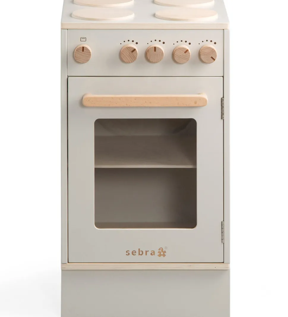 Sebra Legekøkken - Ovn & Komfur - Træ - Seabreeze Beige