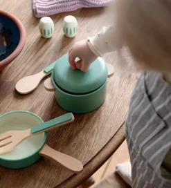 Sebra Trælegetøj - Køkkengryde/Pandesæt - Grøn