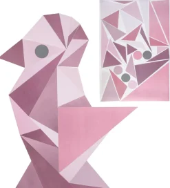 Sebra Wallstickers - Rosa Geometrisk Fugl