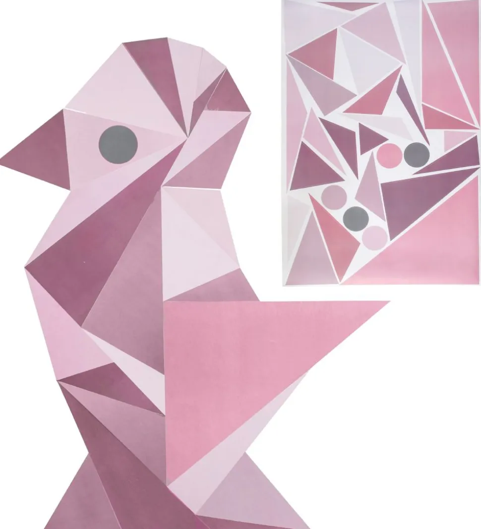 Sebra Wallstickers - Rosa Geometrisk Fugl