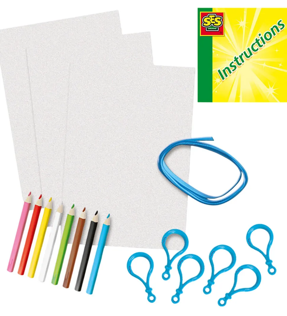 SES Creative Kreasæt - Krympeplast - Dinosaur Nøgleringe