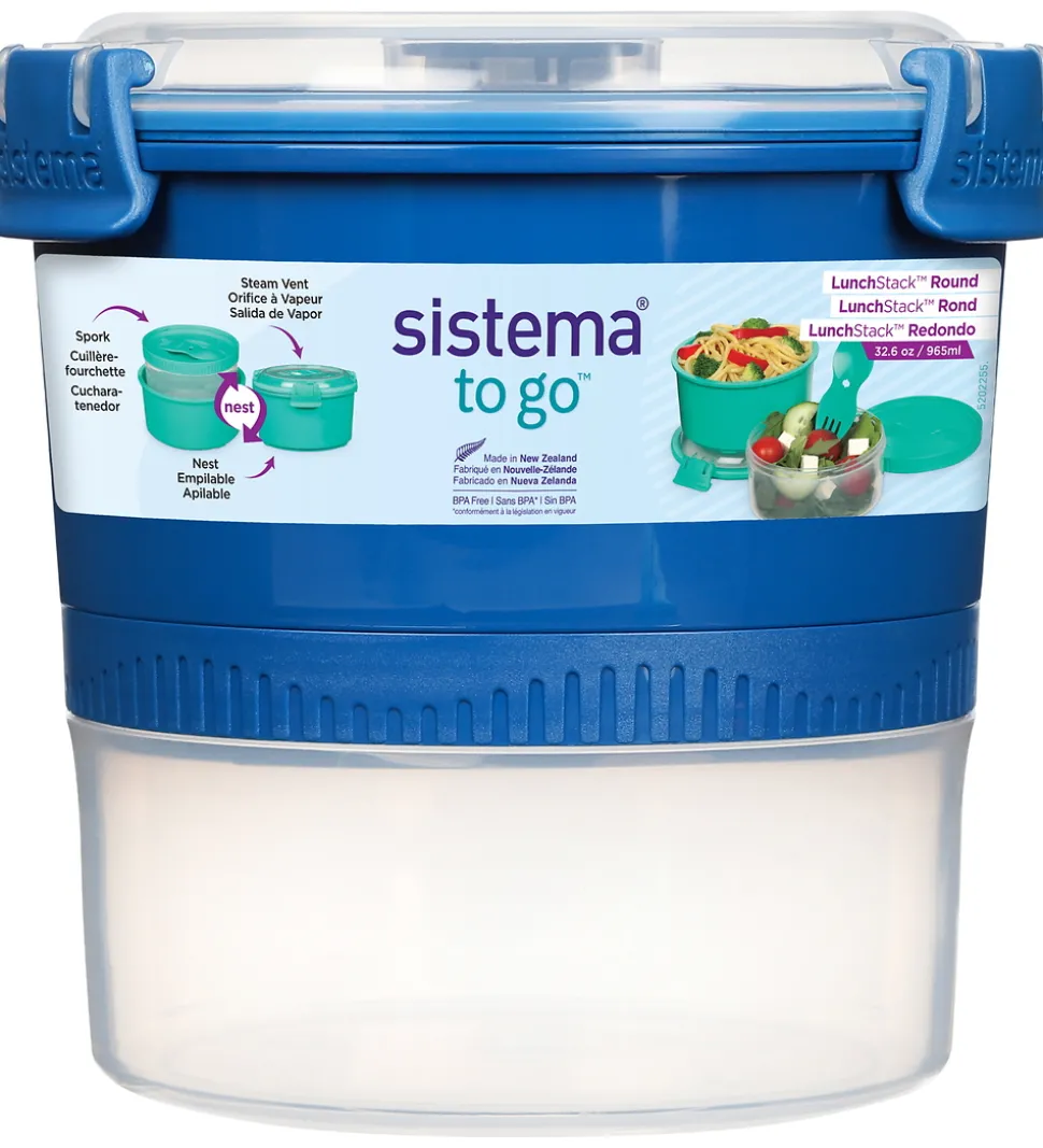 Sistema Madkasse m. Bestik - Lunch Stack - 965 ml - Blå