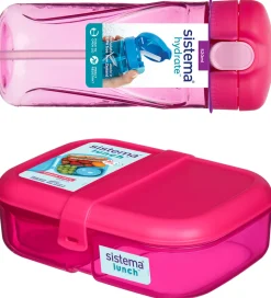 Sistema Madkasse m. Drikkedunk + Køletaske - Pink/Lilla