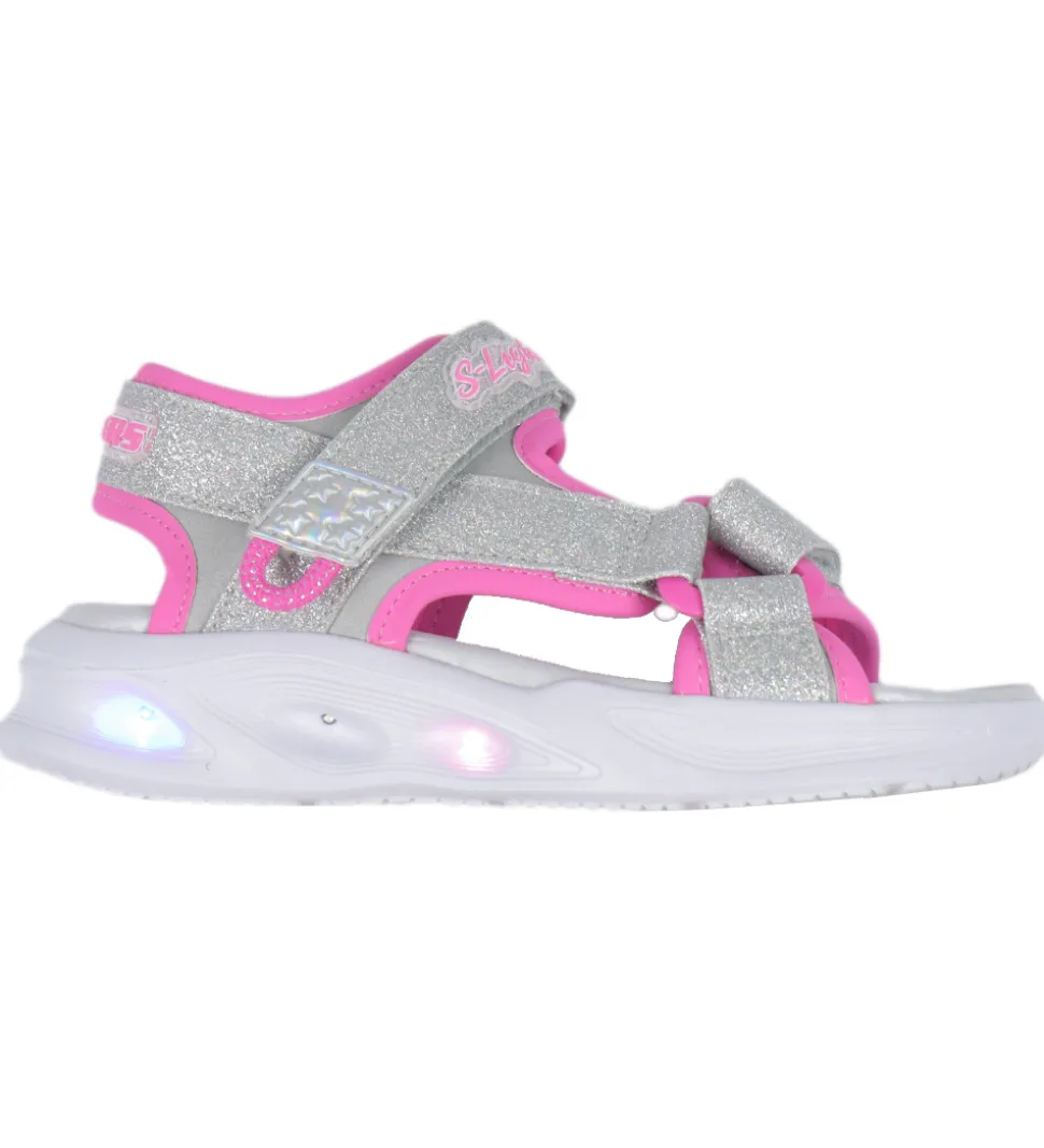 Skechers Sandaler m. Lys - Sola Glow - Silver/Hot Pink