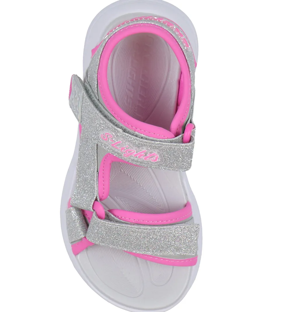 Skechers Sandaler m. Lys - Sola Glow - Silver/Hot Pink