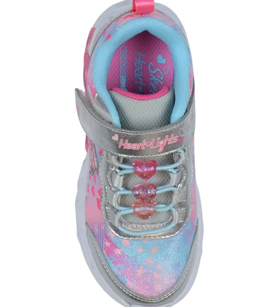 Skechers Sko m. Lys - Heart Jewels - Silver/Multi