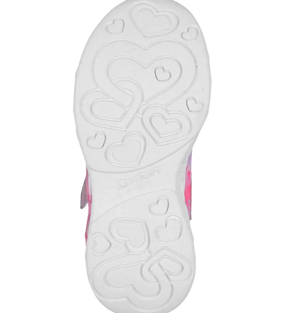 Skechers Sko m. Lys - Heart Jewels - Silver/Multi