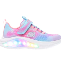 Sketchers Sko m. Lys - Rainbow Reflection - Light Blue/ Multi