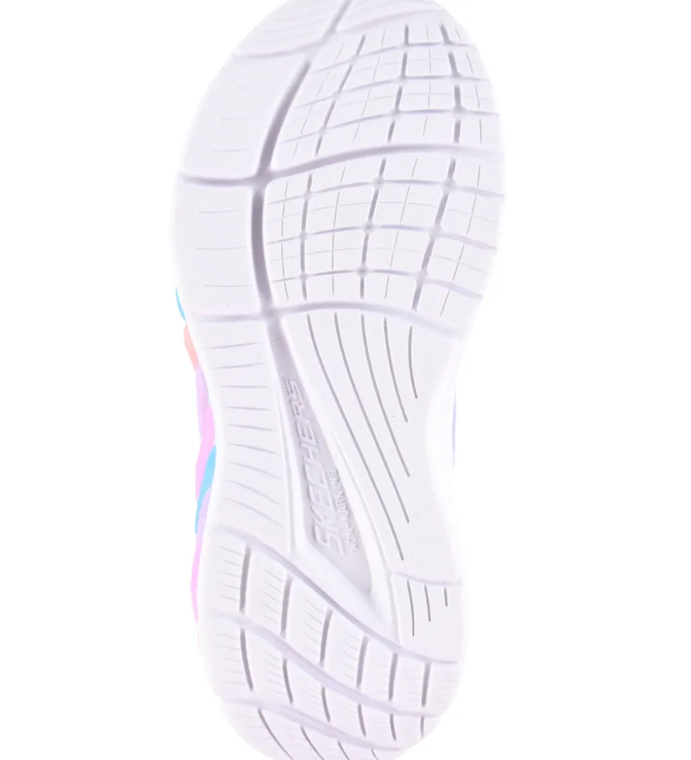 Sketchers Sko m. Lys - Rainbow Reflection - Light Blue/ Multi