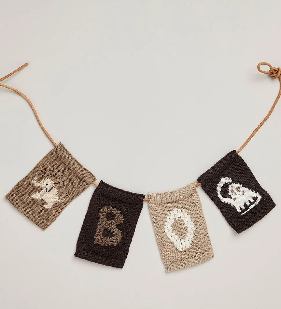 Smallstuff Strikket Flag - Elefant - Natur Motiv