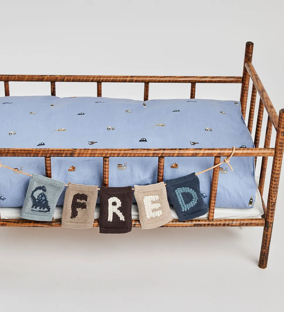 Smallstuff Strikket Flag - Dinosaur - Blå Motiv