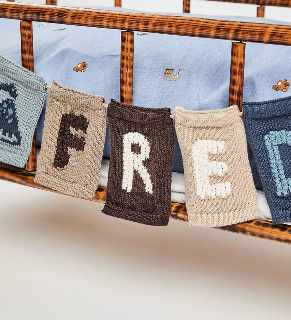 Smallstuff Strikket Flag - Dinosaur - Blå Motiv