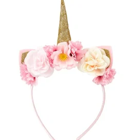 Souza Udklædning - Hårbøjle m. Blomster - Enhjørning - Rosa/Guld