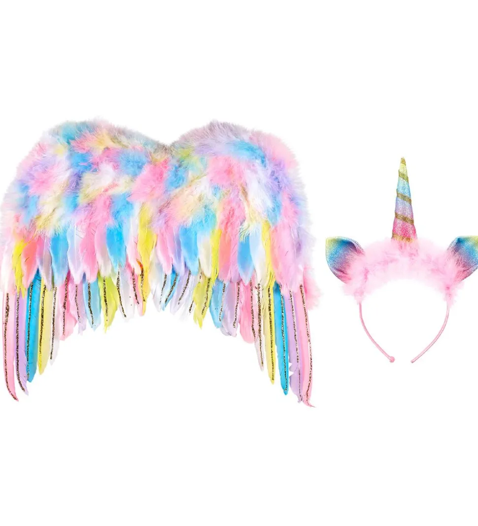 Souza Udklædning - Vinger m. Hårbøjle - Enhjørning - Regnbue