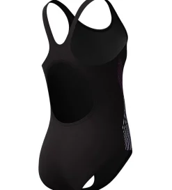Speedo Badedragt - Placement Muscleback - Sort m. Lilla