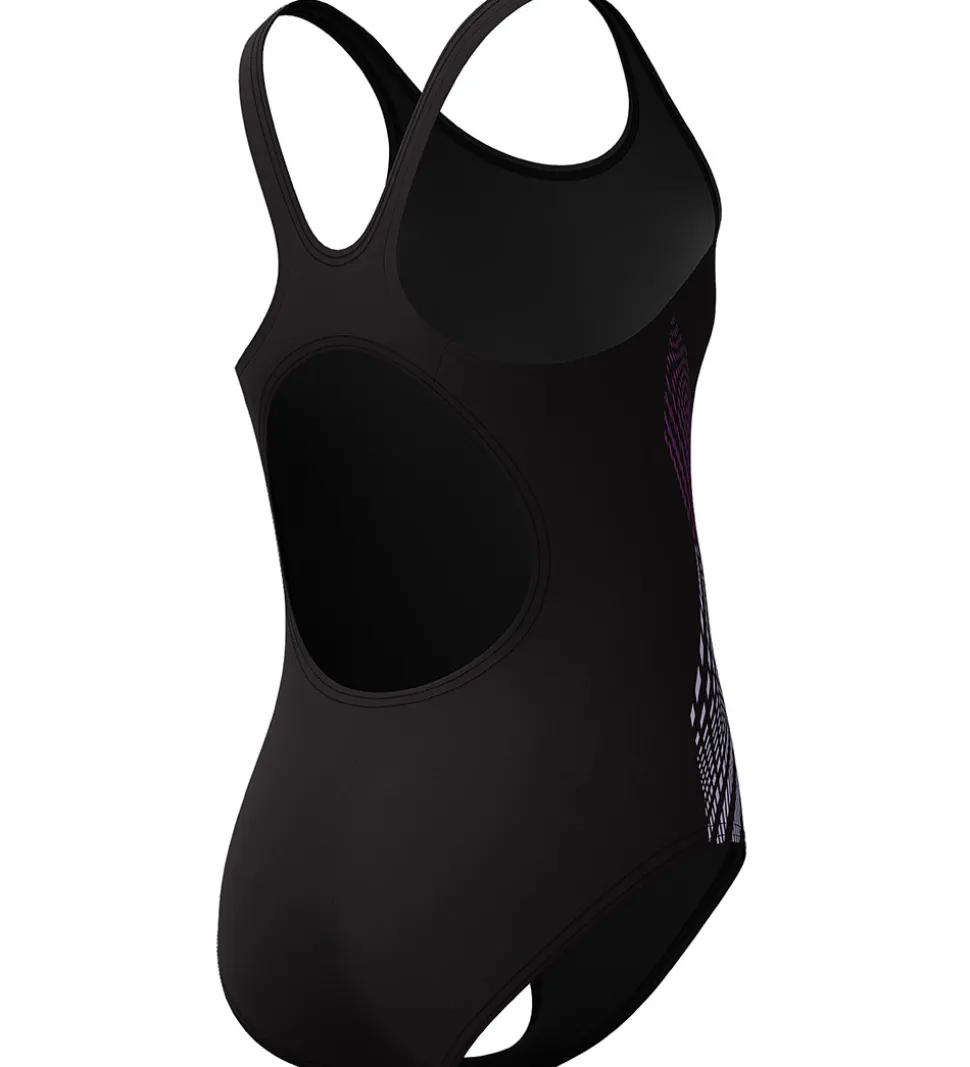 Speedo Badedragt - Placement Muscleback - Sort m. Lilla