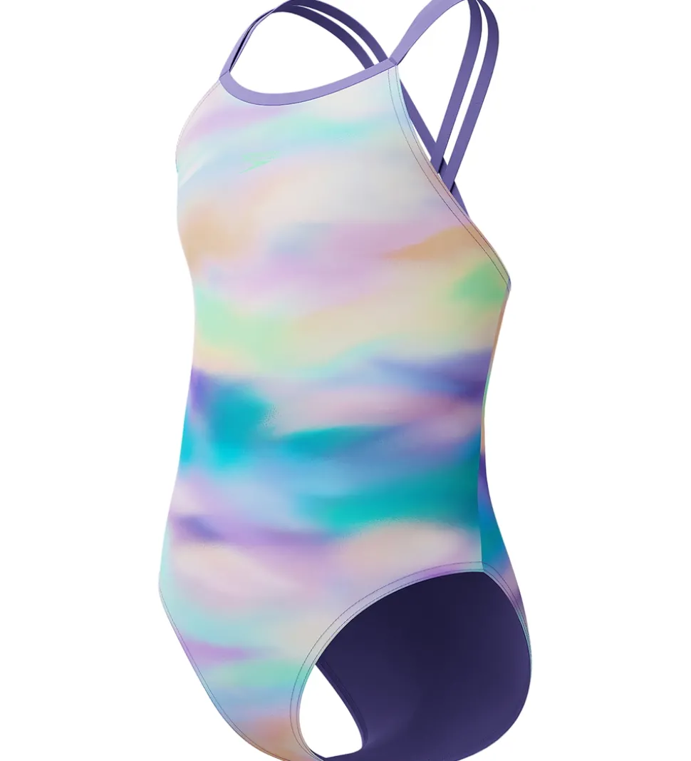 Speedo Badedragt - Printed Twinstrap - Lilla/Grøn/Orange