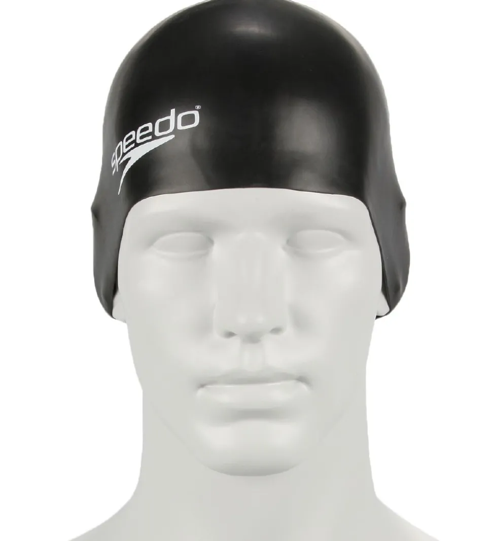 Speedo Badehætte - Junior Plain Moulded Silicone Cap - Sort