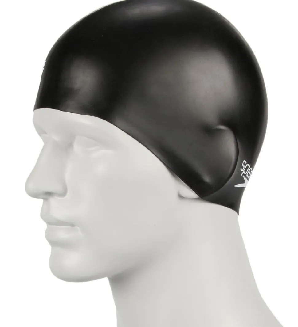 Speedo Badehætte - Junior Plain Moulded Silicone Cap - Sort